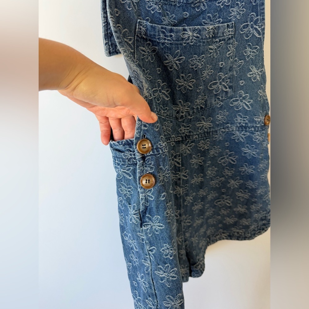 FRNCH Blue Floral Denim Overalls - Picture 6 of 10